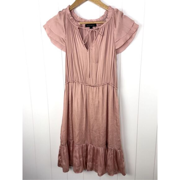 Banana Republic Banana Republic Blush Soft Satin Ruffle Dress Size 4 - Picture 4 of 14